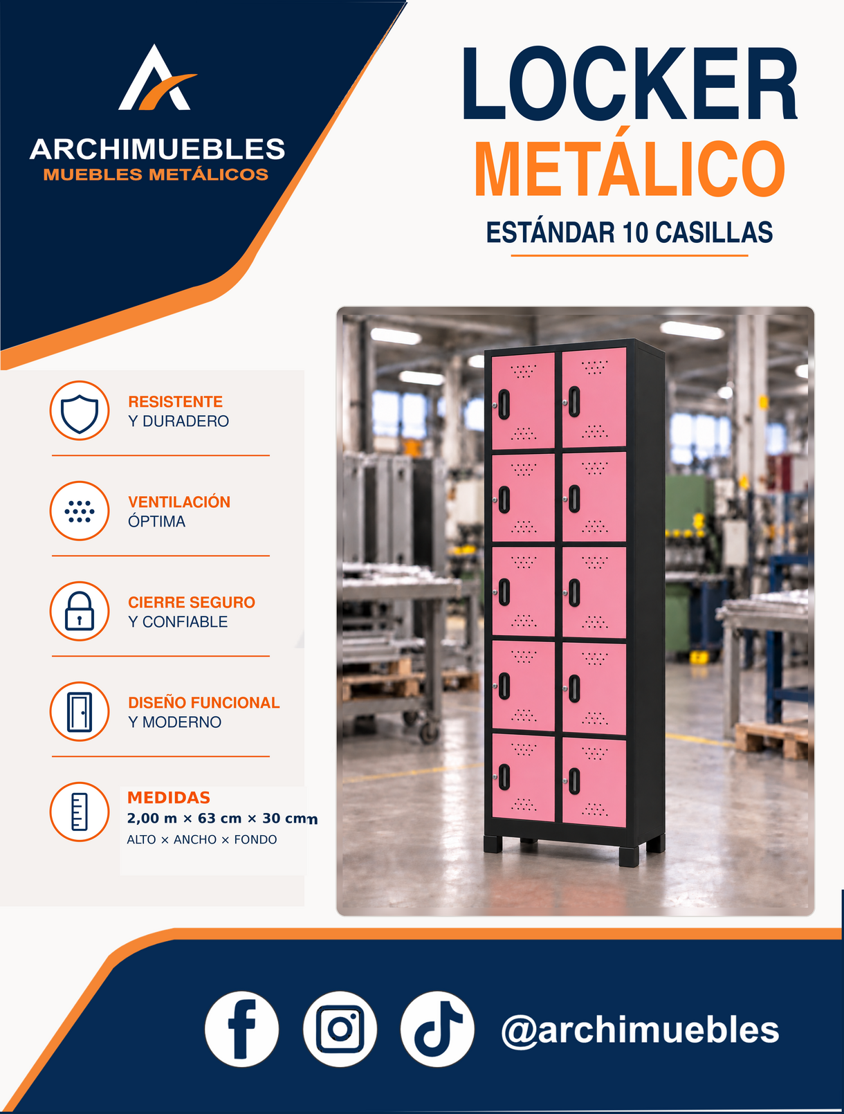 Ficha técnica y características de Locker estándar de 10 casillas Archimuebles