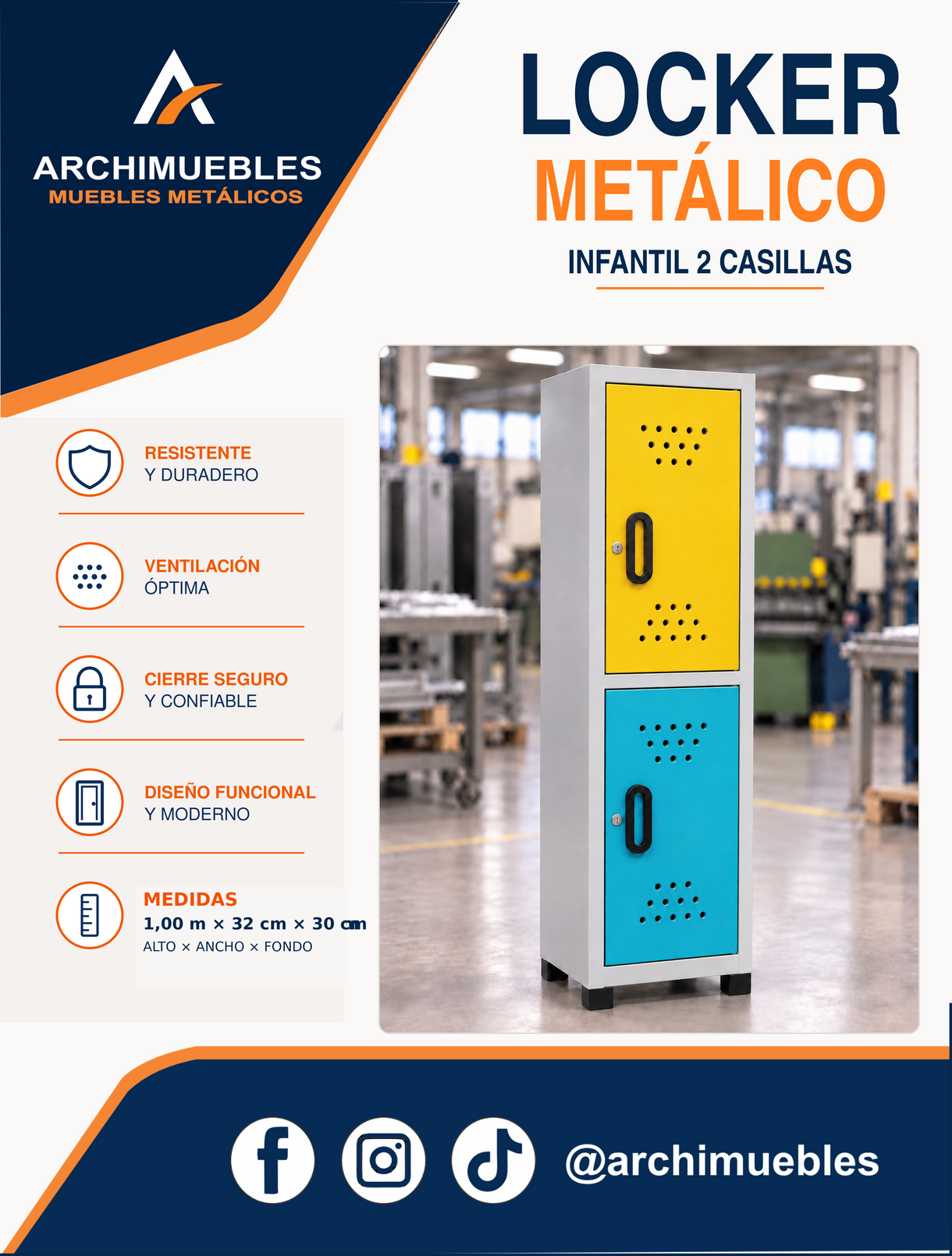 Ficha técnica y características de Locker infantil de 2 casillas Archimuebles