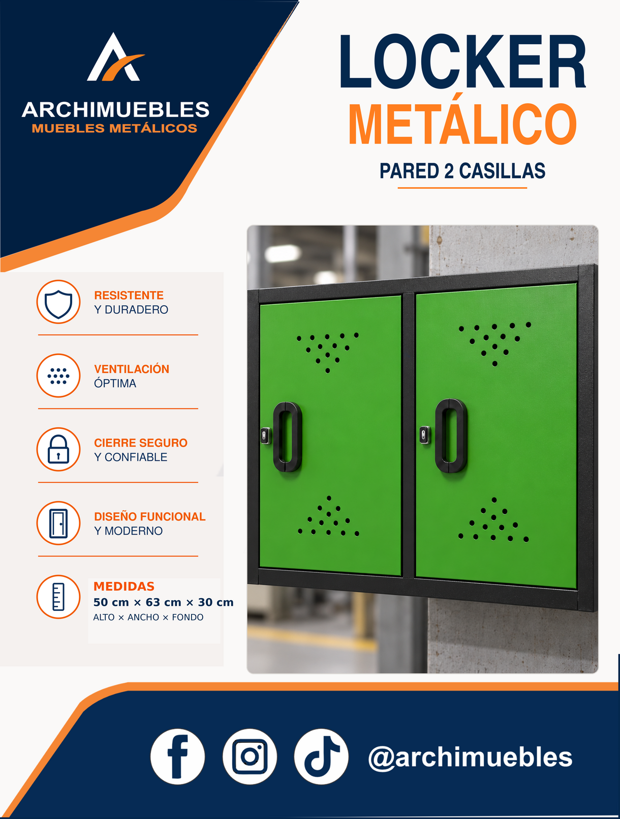 Ficha técnica y características de Locker de pared de 2 casillas Archimuebles