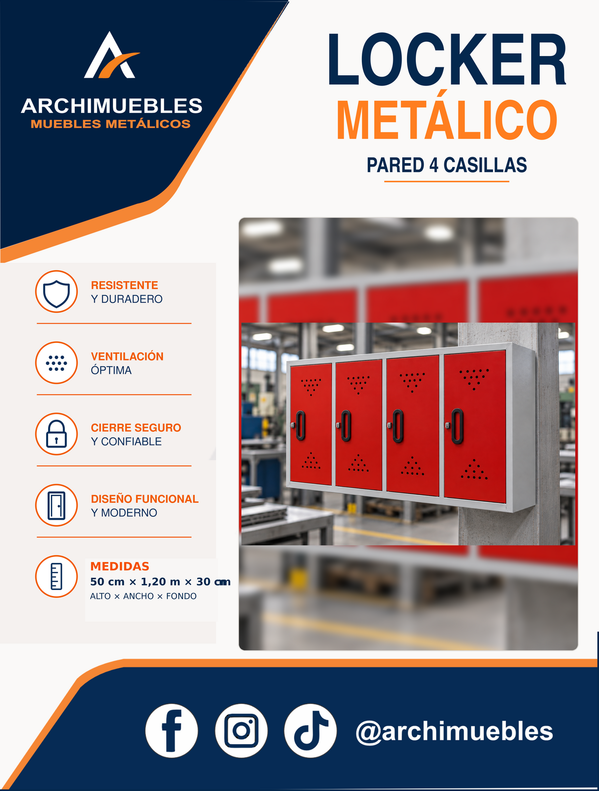Ficha técnica y características de Locker de pared de 4 casillas Archimuebles