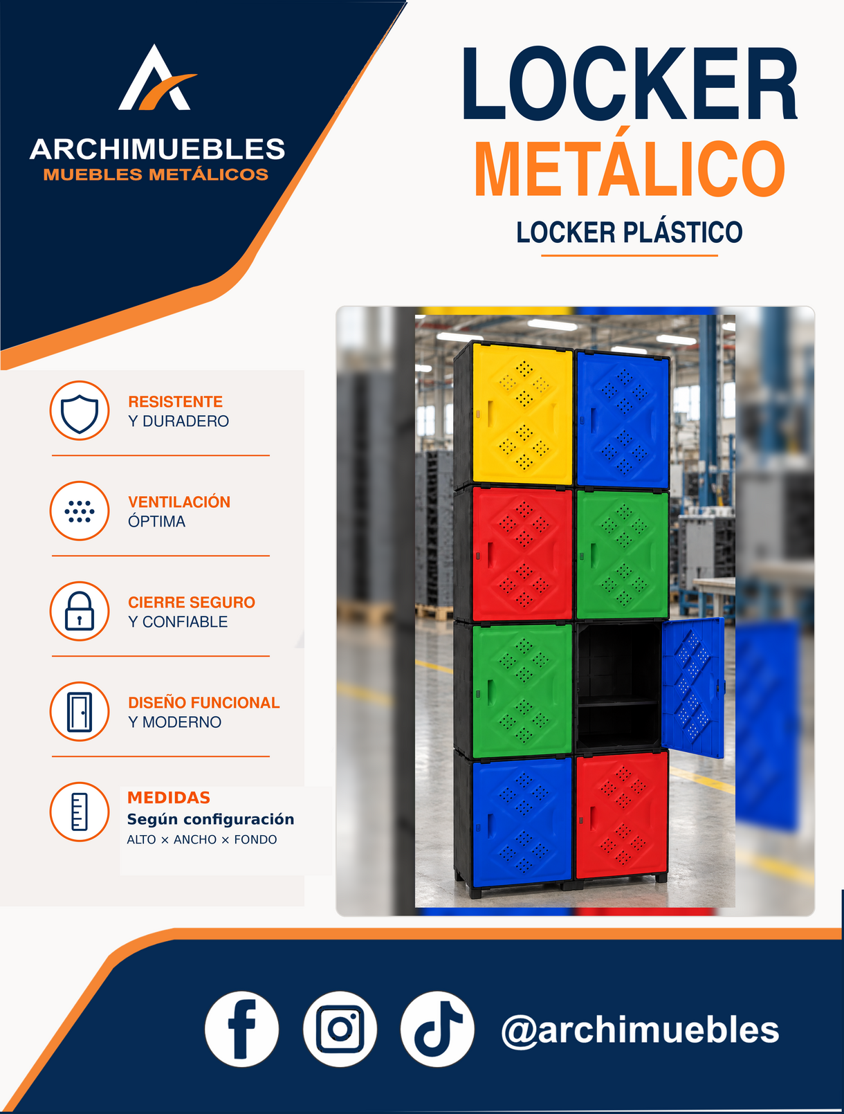 Ficha técnica y características de Locker plástico Archimuebles