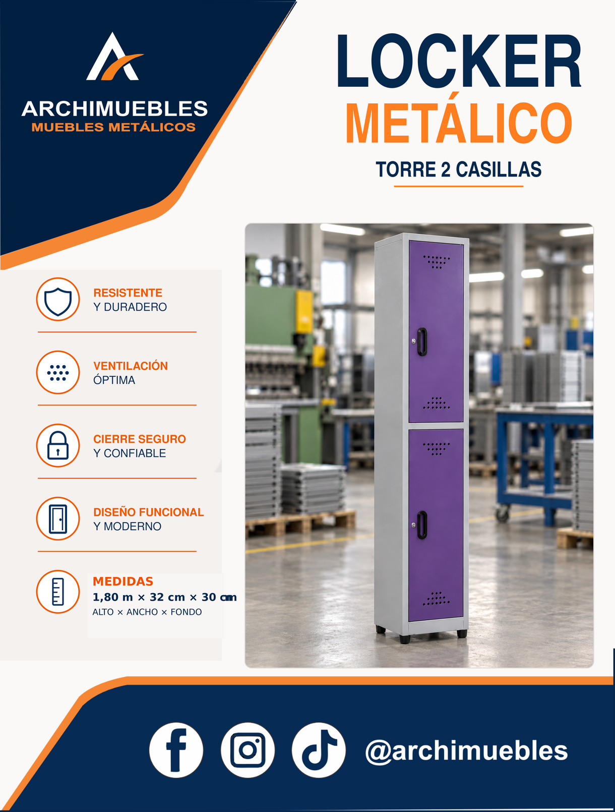 Ficha técnica y características de Torre metálica de 2 casillas Archimuebles