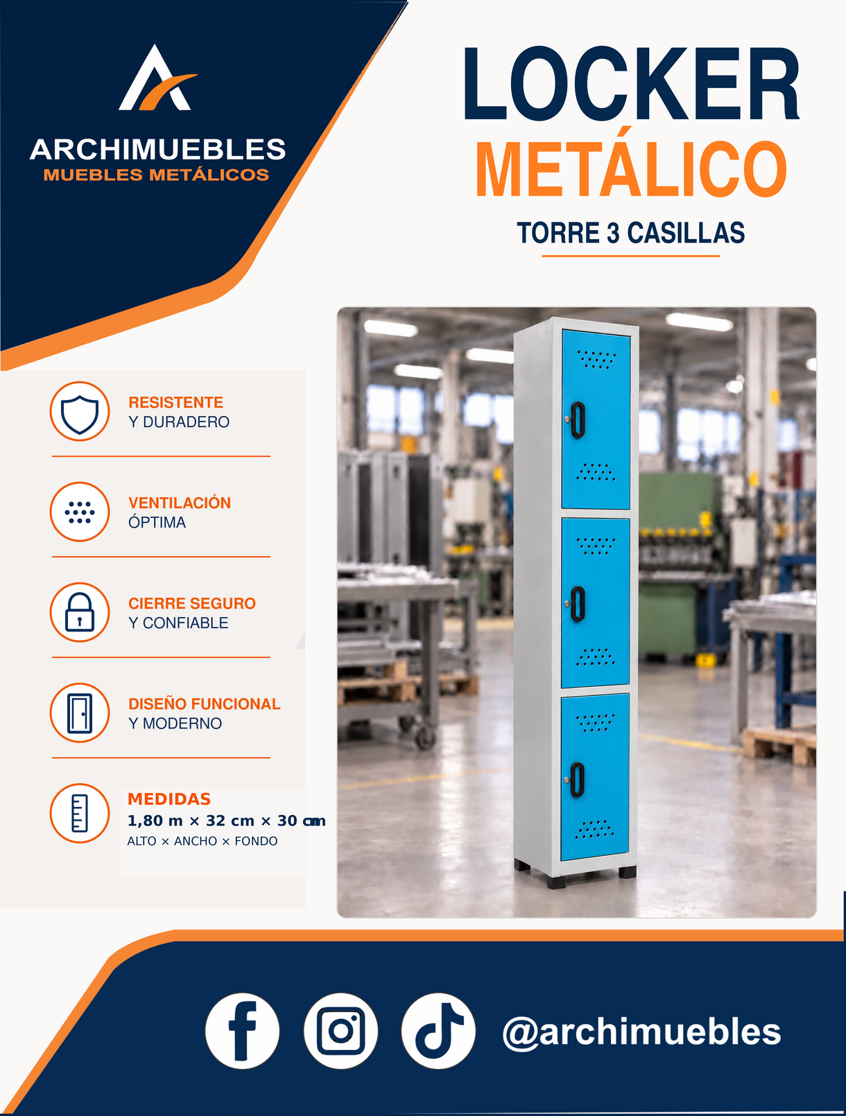 Ficha técnica y características de Torre metálica de 3 casillas Archimuebles