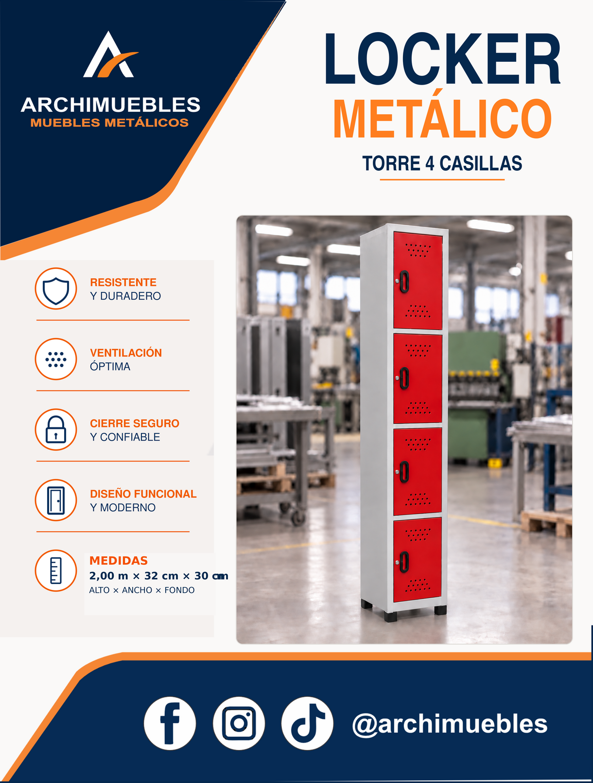 Ficha técnica y características de Torre metálica de 4 casillas Archimuebles