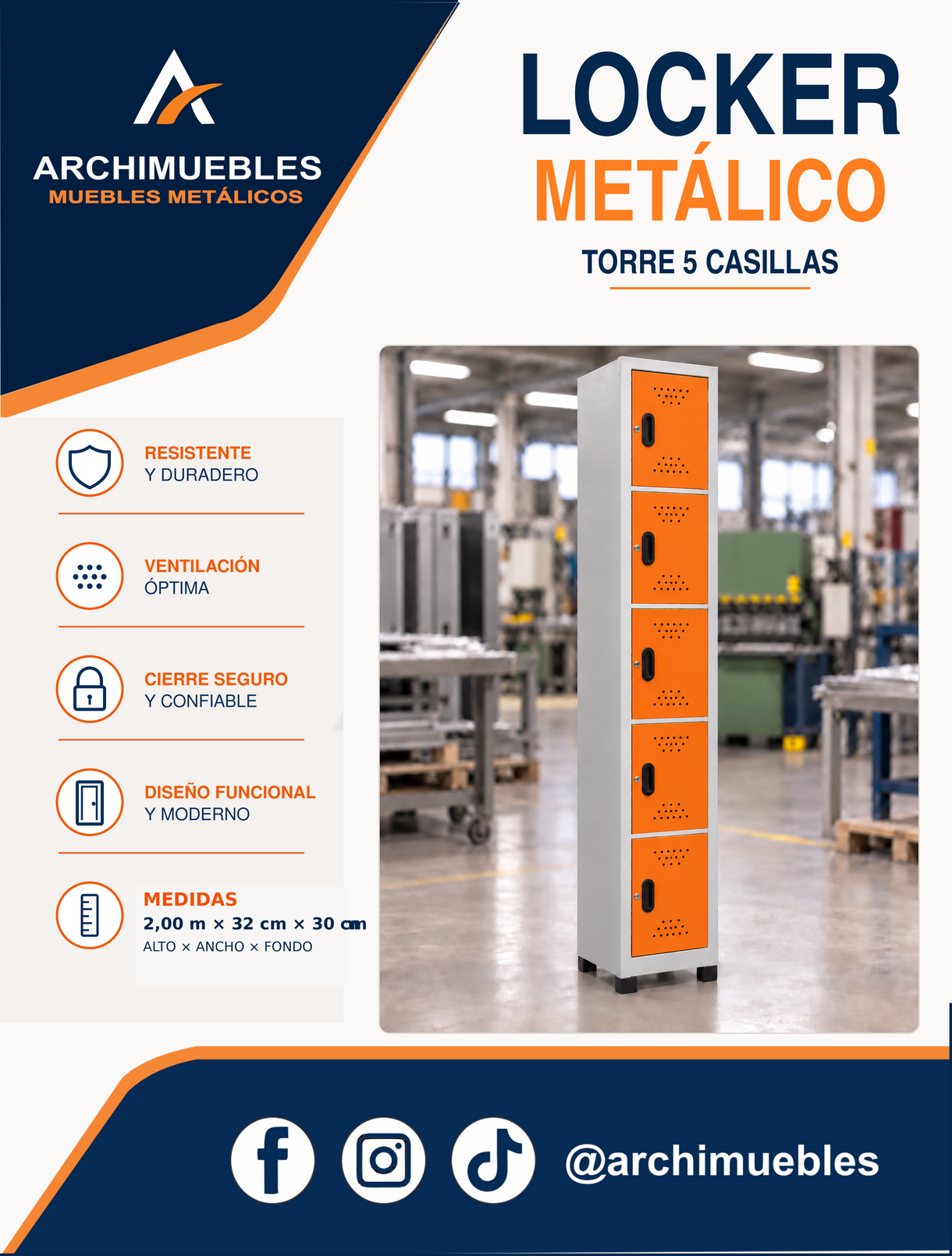Ficha técnica y características de Torre metálica de 5 casillas Archimuebles